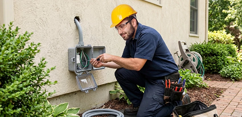 Outdoor Outlet Installation on Vinyl Siding in Norwalk